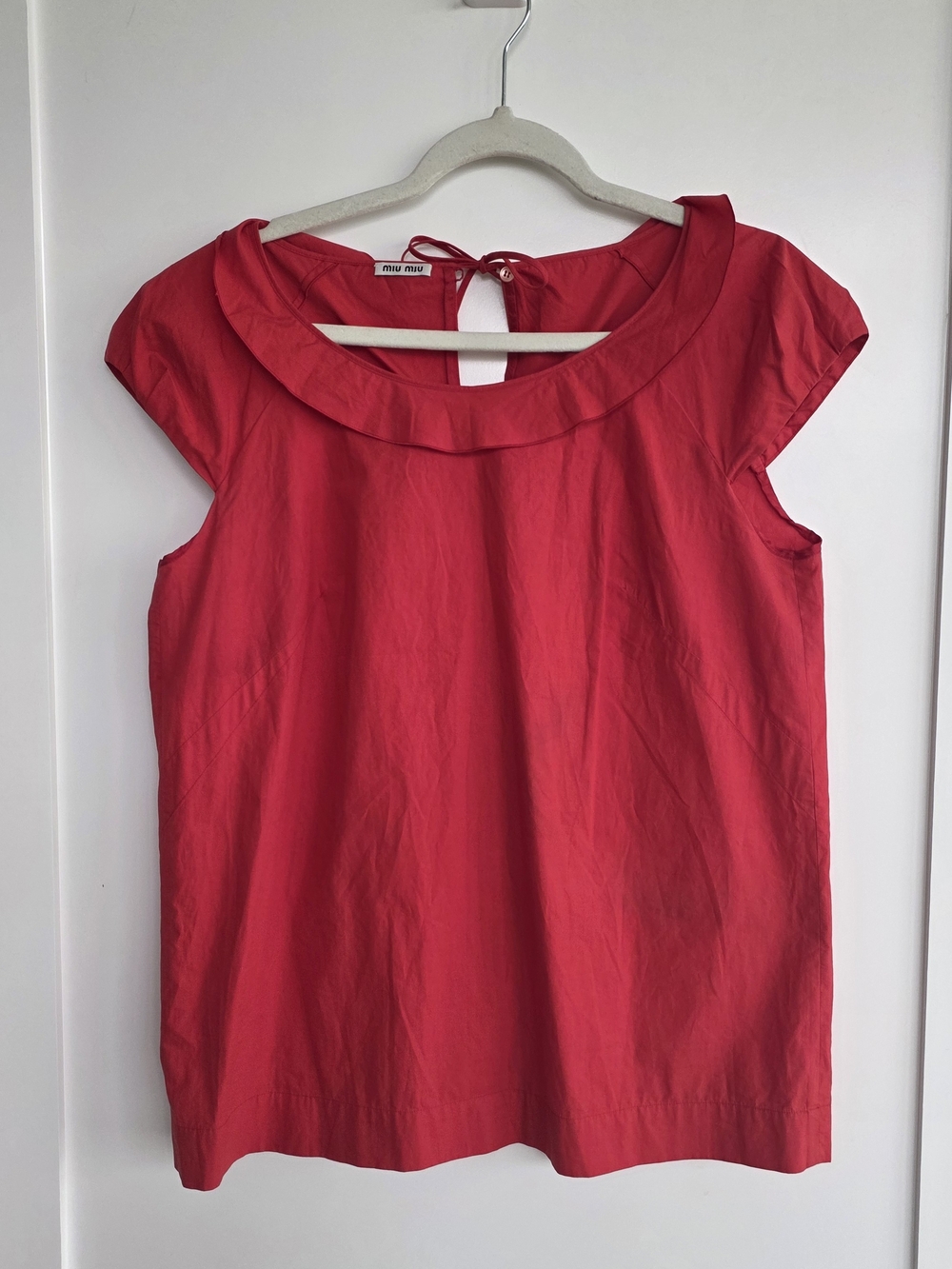 Miu Miu Bright Red Cap Sleeve Blouse